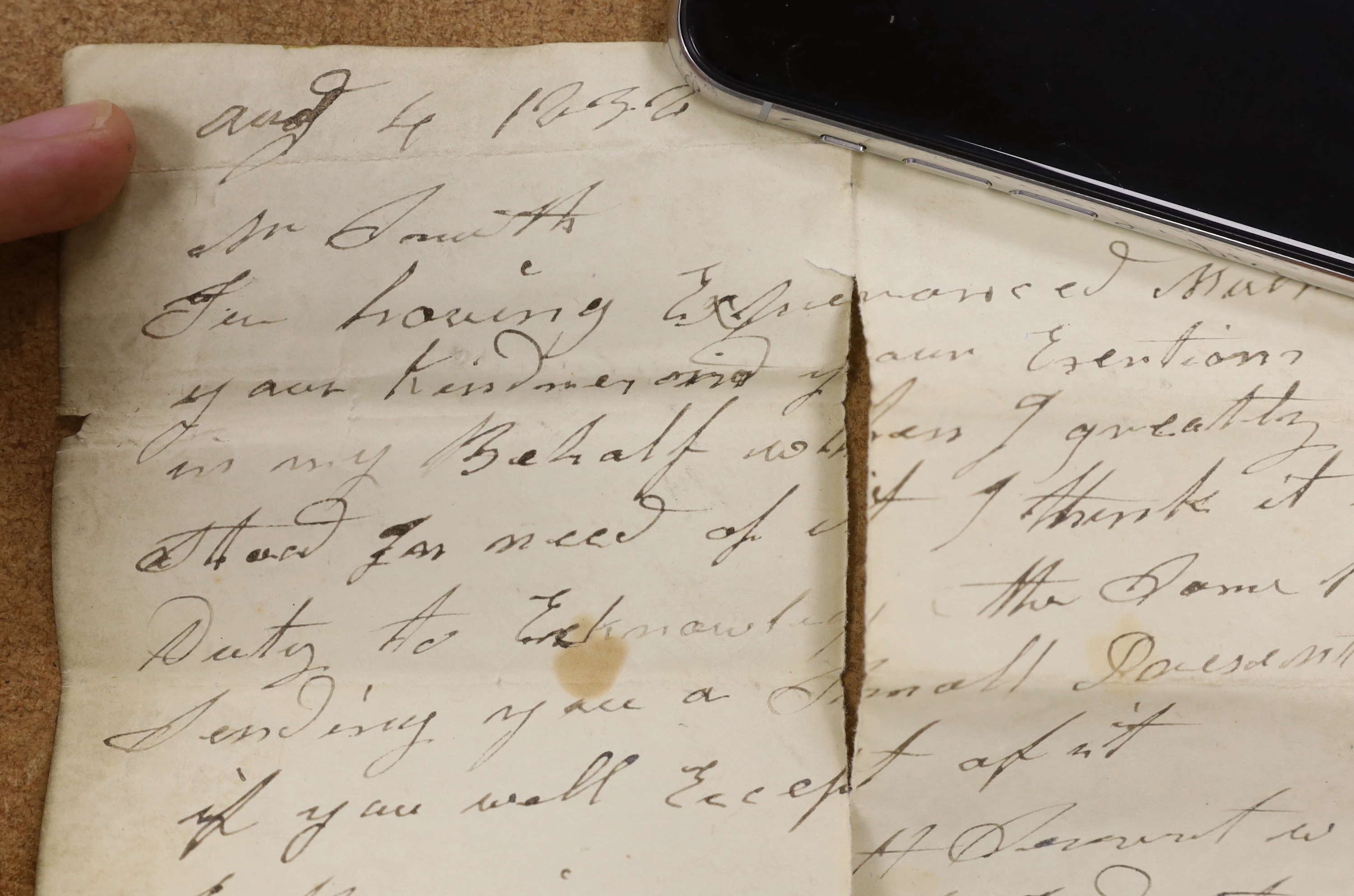 A mother of pearl inlaid rosewood cased cribbage set, with related letter, 1832